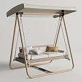 Modern Hanging Swing Chair with Wooden Frame Canopy and Comfortable Sofa Cushions