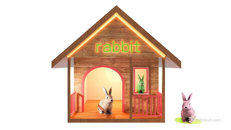Wooden Reptile House With Illuminated Sign And Pet Reptiles Inside Outside 3d model 
