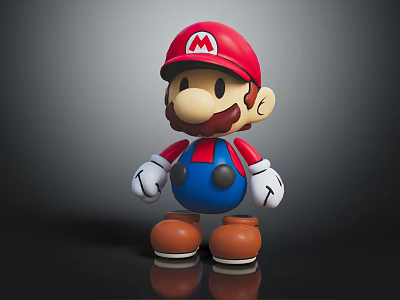 Super Mario Character Figurine With Red Hat Blue Overalls And Brown Boots 3d model
