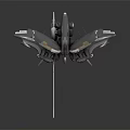 Futuristic Mechanical Sci-Fi Creature With Winged Design Red Accent Propulsion Systems And Sharp Appendages 3d model