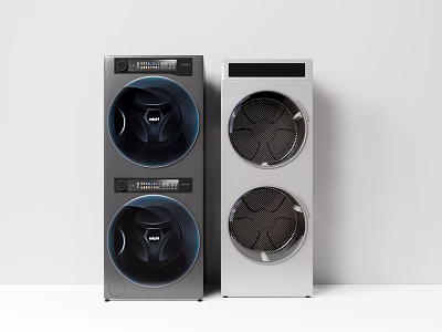Two Modern Washing Machines With Sleek Design And Round Door For Home Laundry Use 3d model