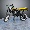 Building Blocks Off Road Motorcycle Model with Yellow Body Black Frame and White Wheels