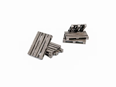 Wooden Pallets Stacked In Different Sizes For Storage And Shipping Needs 3d model
