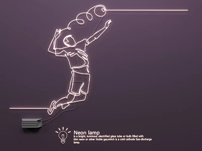 Neon Lamp Combination With Dynamic Volleyball Player Outline Design For Modern Decor 3d model