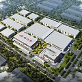 Aerial View Of Modern Industrial Factory Complex With Multiple Warehouse Buildings Green Areas And Road Network