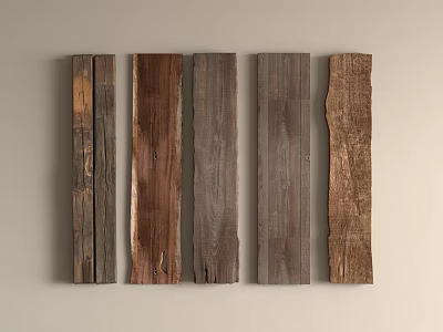 Stone Wood Planks With Diverse Textures And Colors Arranged Vertically On Light Background 3d model