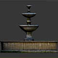 Classical Three Tier Garden Ornament Fountain With Circular Stone Basin And Blue Water