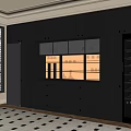 Modern Black Wine Cabinet With Glass Door Display Drawers And Wine Racks