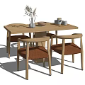 Nordic Dining Table and Chair Combination Dining Table and Chair 3d model