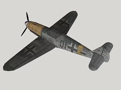 Vintage Fighter Aircraft With Propeller Cross Insignia And Yellow Gray Paint 3d model