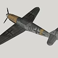 Vintage Fighter Aircraft With Propeller Cross Insignia And Yellow Gray Paint