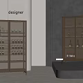 Designer Modern Wine Cabinet With Glass Doors Metal Frame And Wine Glasses Bottles Storage