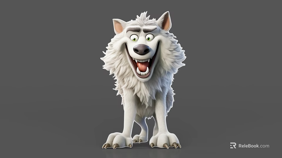 Animated White Reptile 3D Model With Happy Expression Standing Posture 3d model 