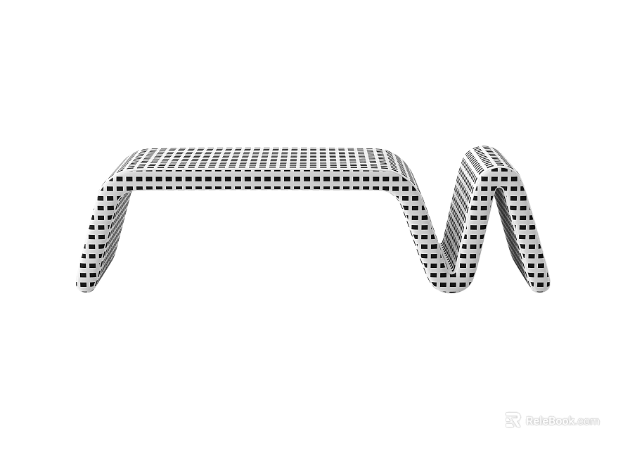 Modern Public Chair With Grid Pattern And Curved Ergonomic Structure Design 3d model 