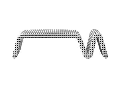Modern Public Chair With Grid Pattern And Curved Ergonomic Structure Design 3d model