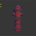Isolated Red Fire Hydrant On Gray Background With Metallic Details