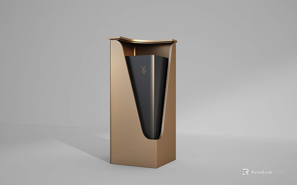 Modern Decorative Box With Gold Frame And Black Sleek Geometric Design 3d model 
