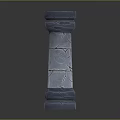 Gray Cracked Stone Pillar With Textured Surface And Square Top Base 3d model