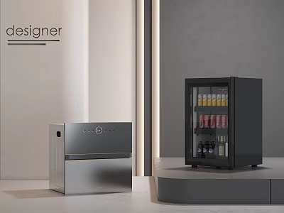 Modern Designer Refrigerators With Glass Door And Stainless Steel For Interior Beverage Wine Storage 3d model