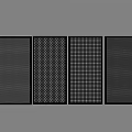 Four Panel Perforated Room Dividers With Grid Patterns And Black Frames 3d model