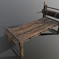 Antique Rustic Wooden Bed Frame With Scroll Design And Solid Wood Structure