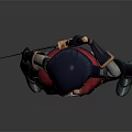 Game Movie Character With Short Dark Hair Red Black Outfit Holding Sword Raised Arm Pose