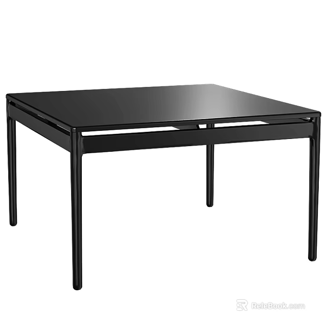 Modern Black Coffee Table With Sleek Top And Sturdy Metal Legs For Living Room 3d model 