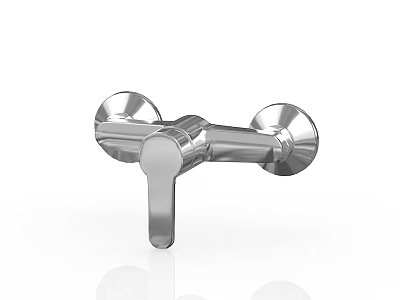 Modern Chrome Shower Faucet with Dual Handles and Wall Mount Design 3d model