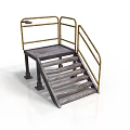 Industrial Metal Staircase Platform With Railings And Non Slip Steps Design