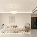 Modern Living And Dining Room Interior With Large TV Coffee Table Rug And Dining Chairs