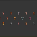 Colorful Cartoon Game And Movie Characters With Unique Designs Different Colors And Gray Background Reflections
