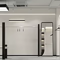 Clothing Store Interior With Minimalist Design Modern Lighting Clothing Racks And Full Length Mirror