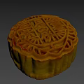 Traditional Chinese Mooncake With Hand Carved Surface Patterns And Characters 3d model