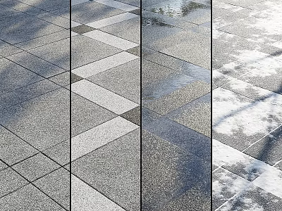 Gray Patterned Floor Tiles With Geometric Design Shadows And Sunlight On Ground 3d model
