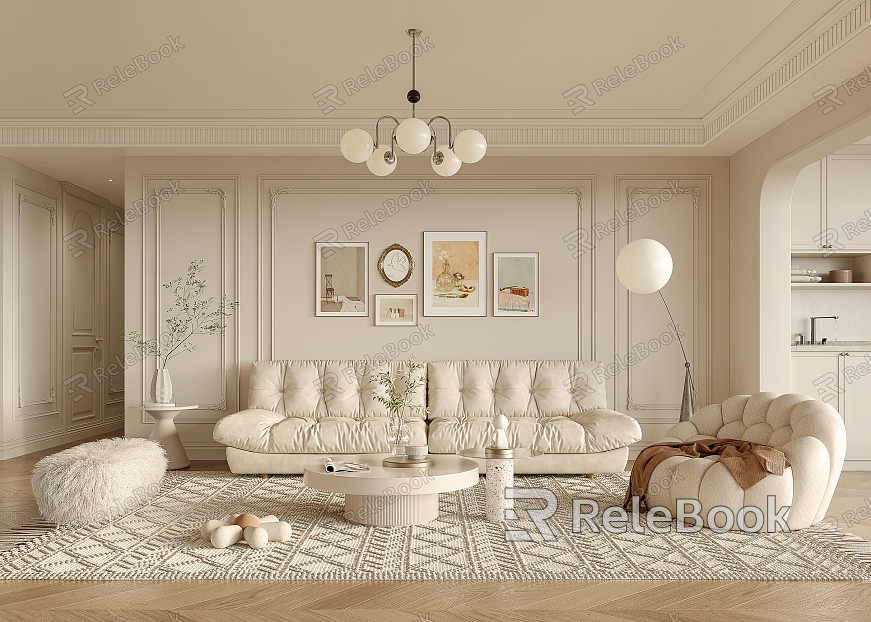 French Living Room Cream Home Living Room model