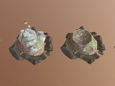 Inhabitant Creature Rocky Habitats With White Covering Hollow Nests And Green Accents 3d model