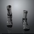 Black And White Socks With UCR Lettering Panda Pattern And Polka Dots 3d model