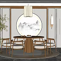 New Chinese Dining Table and Chair Combination Dining Table and Chair 3d model