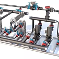 Industrial Piping System Equipment With Pipes Valves And Pumps For Industrial Applications