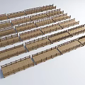 Multiple Wooden Landscape Bridge Models Neatly Arranged in Rows with Design Features 3d model