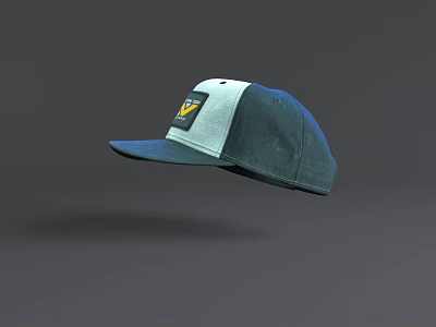 Stylish Dark Green and Light Green Baseball Cap With Yellow Black Logo 3d model