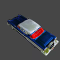 Vintage Blue And White Classic Car With Streamlined Body And Chrome Details