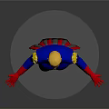 3D Superhero Character Model With Blue Costume Red Cape Yellow Belt And Red Boots