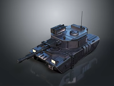 Military Tank With Armored Design Cannon Turret Tracks And Front Lights 3d model