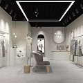 Clothing Store Modern Interior With Clothing Racks Apparel Display And Bench Seating