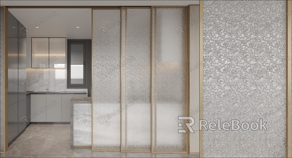 Art Glass Sliding Door Kitchen Door model