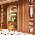 Luxury Wooden Wardrobe with Glass Doors and Built in Storage Compartments