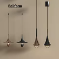 Poliform Modern Pendant Lights With Brown Black Metallic Conical Flared Design 3d model