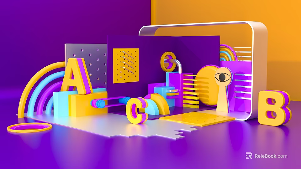 Modern Open Kitchen Interior Design With Island Counter And Cabinets 3d model