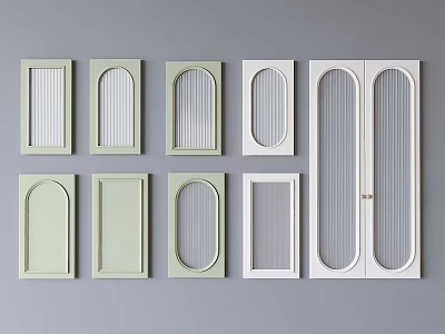 Various Green And White Door Designs With Arched Rectangular And Glass Panels 3d model